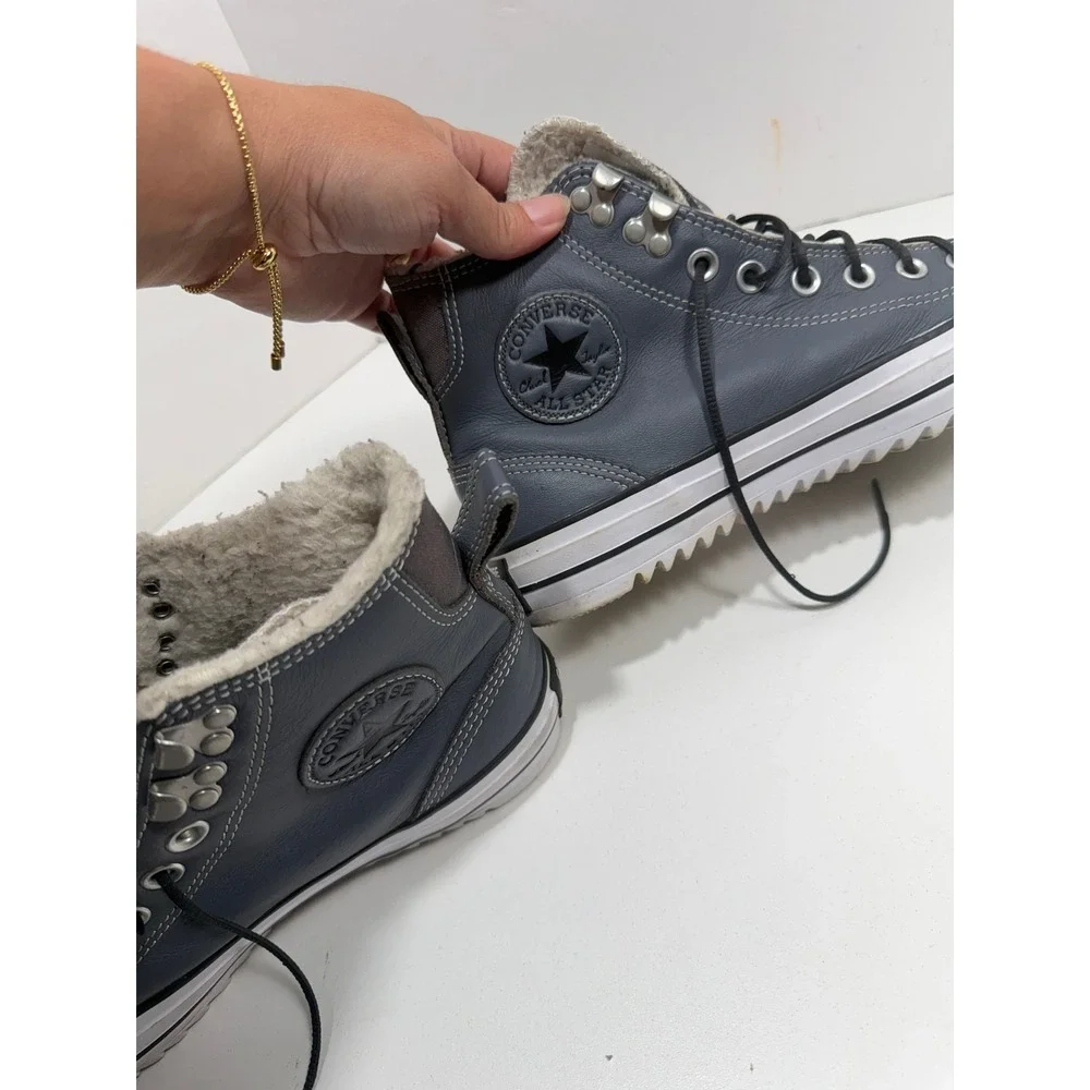 Converse Chuck Taylor All Star City hiker gray Leather Faux Fur‎ Boots 144732C
